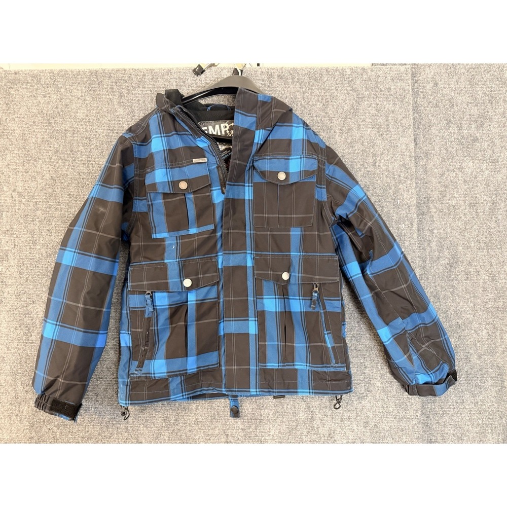 Empyre Youth M 10K Waterproof Snowboard Ski Jacket Blue Plaid